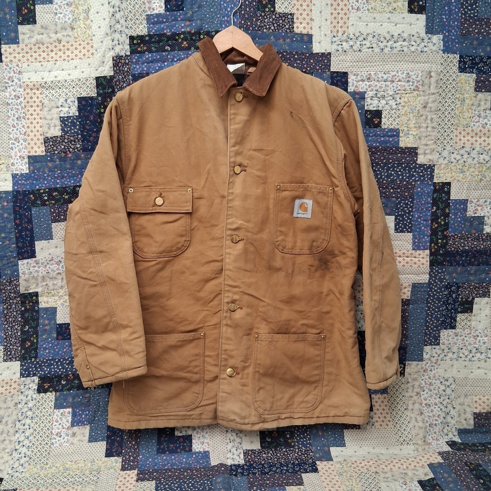 Vintage Carhartt 6BLCT Blanket Lined Canvas Chore Coat Brown Size 42 Tall